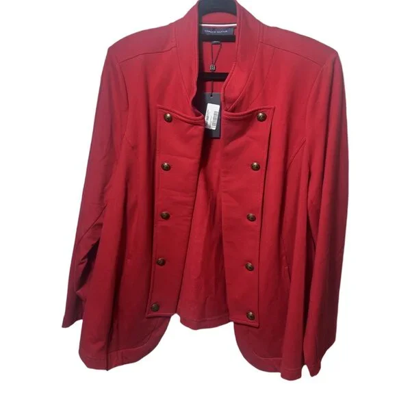 NWT Tommy Hilfiger Women’s Military Band Jacket Blazer Red Size 2X - Picture 2 of 5